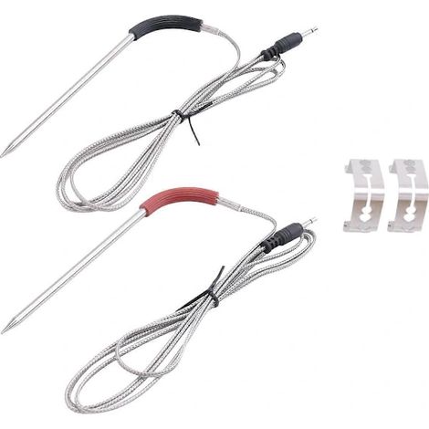 Filiyano-Lot de 2 thermomètres à viande de rechange pour barbecue et fumoir Weber, sonde de température en acier inoxydable avec clips de fixation (1/5)