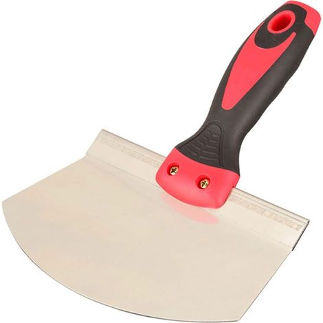 1 Pelle à enduire, Lame incurvée, Acier inoxydable, Poignée souple, Pour cloison sèche et plâtre