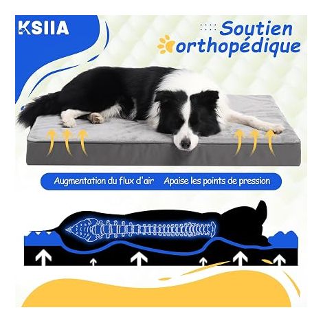 Panier Chien XXL, pour Chien Grande Taille, 119x73cm, Gris Foncé Coussin Déhoussable, Lit Chien Orthopédique, Tapis Chien avec Housse Amovible et Lavable en Machine, Fond Antidérapant (1/4)