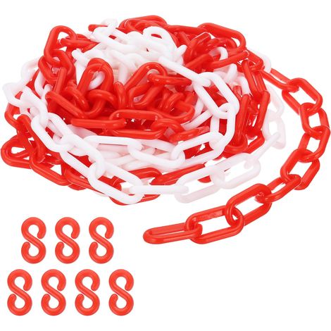 5M Chaîne en Plastique pour Contrôle des Sécurité 6mm Rouge Blanc (1/5)
