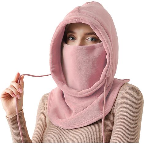 Thermo Fleece Sturmhaube für Damen, winddicht, warm, mit Nackenwärmer, Rosa (1/5)