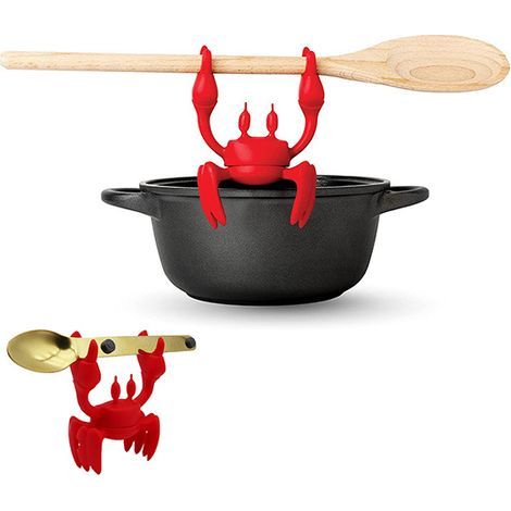 Rote Krabben-Silikon-Besteckablage – Silikon-Löffelablage – hitzebeständig – entgasend, Essstäbchenablage und -halter (2 Stück) (1/5)