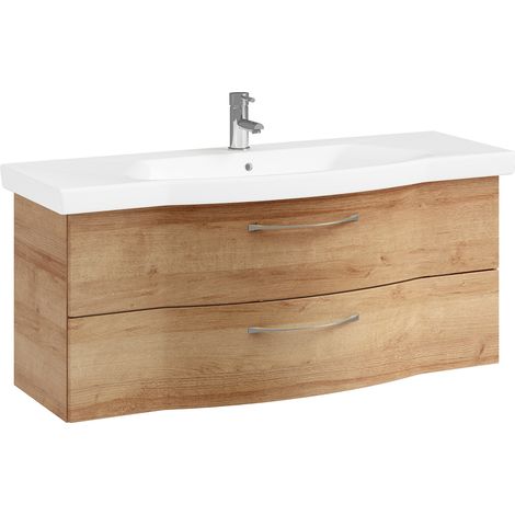Badezimmer Waschtisch, 122cm, in Riviera Eiche quer Nb. SOLINGEN-66, B/H/T ca. 122/200/51,5 cm (1/5)