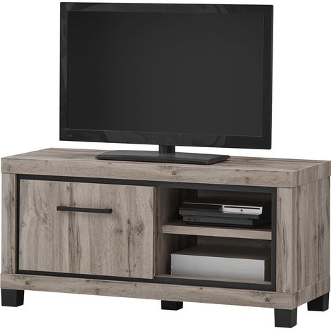 Meuble TV contemporain 120 cm chêne canada Heleane