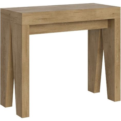 Console extensible chêne clair 90x40-196 Naxo-Support 2 pieds (1/5)