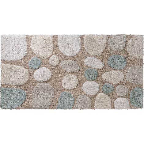 Tapis de bain galet en coton 60x120cm – Antidérapant – Lavable à 30° – Motifs embossés pour salle de bain moderne – Guy Levasseur