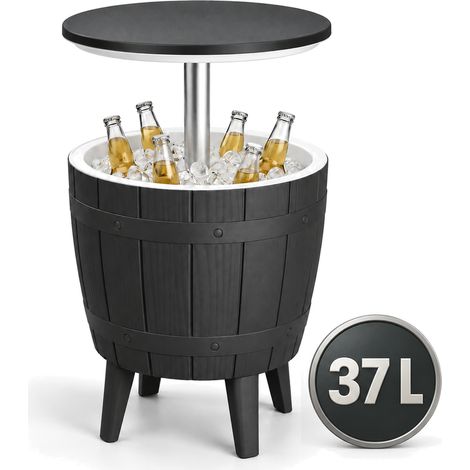 Table glacière Bora Table de jardin réglable en hauteur avec bac réfrigérant de 37 L Noir (1/5)