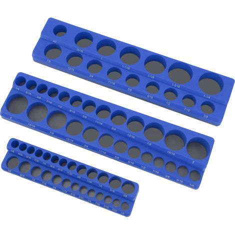 3PCS Magnétique Prise Organisateur Ensemble 1/4in 3/8in 1/2in Drive Sockets Plateau De Stockage Puissant Portable Socket Titulaire pour les Boîtes À Outils (Métrique 16cm) (1/5)
