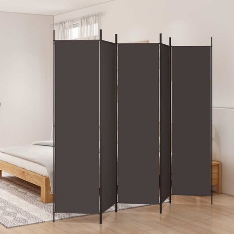 Cloison de séparation 5 panneaux-Paravent-Séparateur de pièce Marron 250x200 cm Tissu 520562 (1/5)