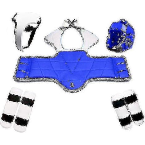 Ensemble de protection de taekwondo cinq pièces : casque gants de kickboxing et de boxe protection de tête. Modèle fille (taille : 150-170 cm). (1/5)