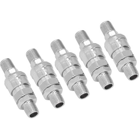 Lot de 5 raccords pneumatiques rapides acier inoxydable nickelé avec embouts mâle 1/4 fileté SM+PM-20 (1/5)
