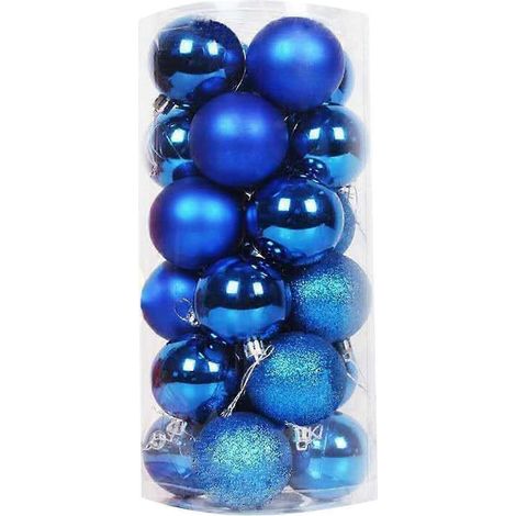Boules de Noël décoratives incassables, pendentifs, lot de 24, 40 mm (1,57 pouce), bleues (1/5)