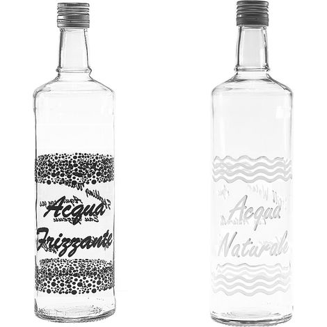 Set 2 Bottiglie in Vetro 1 Litro con Tappo a Vite – Acqua Frizzante e Naturale, Design Elegante per Casa e Ristoranti hotel sale ricevimento
