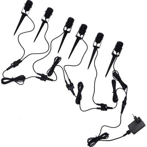 Lot de 6 lampes LED de jardin à encastrer, couleurs changeantes, RGB + lumière chaude, pour éclairage paysager extérieur, prise UE 220 V (1/5)
