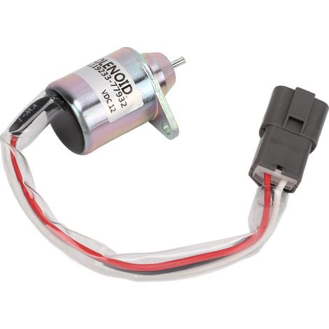 Électrovanne d'arrêt carburant métal 3 bornes 12V 119233-77932, remplacement John Deere, coupure moteur, arrêt diesel, pièce détachée compatible