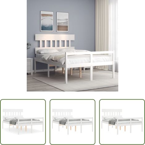 vidaXL Lit en bois - Lit pour personne âgée sans matelas blanc 120x200cm bois massif (1/5)