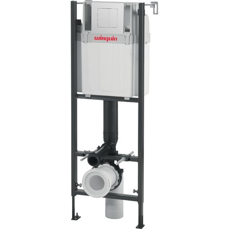 WC suspendu Lineo Stone avec plaque de commande double chasse blanche, Wirquin 55722931, blanc