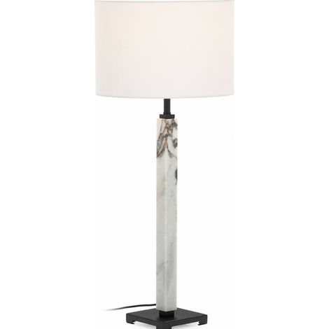 Lampe de table en marbre blanc et métal noir - Blanc et noir (1/4)