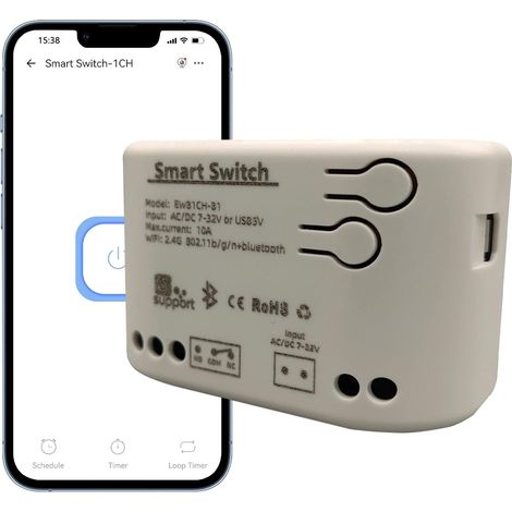 Commutateur sans fil avec boîtier Module de commutation WiFi Télécommande DIY Smart Home Relais Bluetooth Entrée d'alimentation 7-32V (1/5)