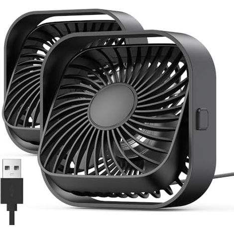 USB Ventilator 2 Stück Mini Tischventilatoren leiser Betrieb, USB Powered Tischventilator, 3 Geschwindigkeiten und 360° drehbarer Kopf für Home Office Schlafzimmer Tisch Desktop (1/5)