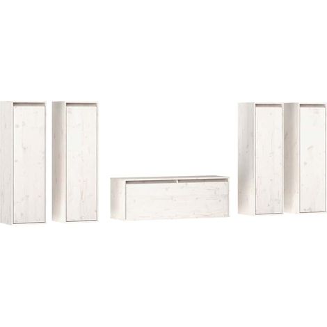 vidaXL Muebles para TV 5 piezas madera maciza de pino blanco (1/2)
