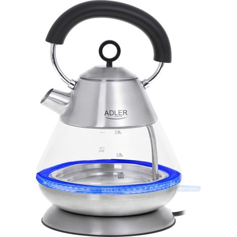Bouilloire Électrique en Verre 1,5 Litres, Intérieur Éclairé, sans Fil, Verre sans BPA, Design Vintage - Moderne, Arrêt Automatique, 2200W (1/5)