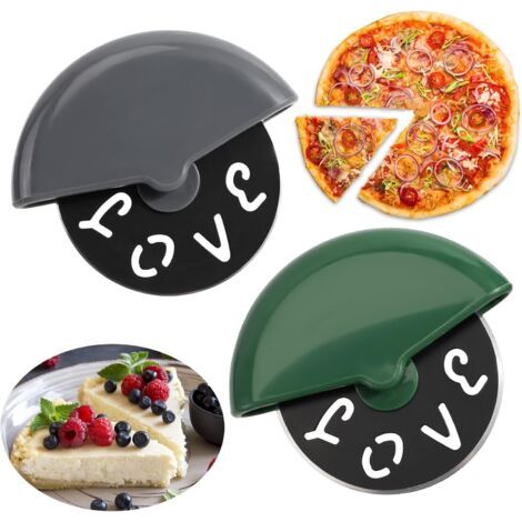 2pc Roulette à Pizza en acier inoxydable, Coupe Pizza Rond, Découpe Pizza, Couteau a Pizza avec LOVE, Coupe Pizza Roulette pour Pizza, Du Fromage, Tartes, Gaufres et Pâte à Biscuits, Vert et Gr (1/5)