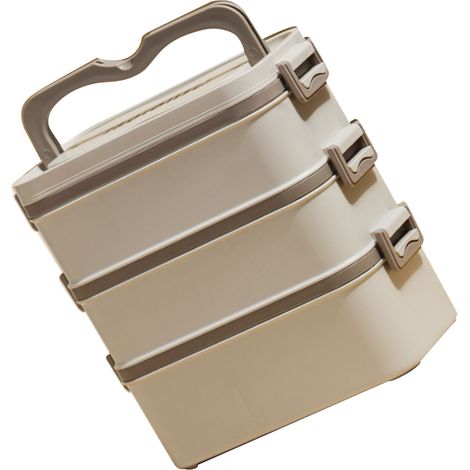 Lunchbox im japanischen Stil, modernes, minimalistisches Design, mehrere Fächer, Edelstahl 304, Farbe Khaki. Schul-Lunchbox. (1/5)