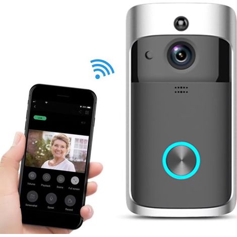 Sonnette vidéo sans fil Wi-Fi HD, caméra de porte IP65, vision nocturne, détection de mouvement, audio bidirectionnel en temps réel, kit de sonnette électrique intelligent. (1/5)