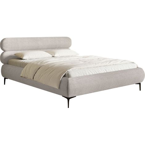 Selsey Roule Cord – Polsterbett 160x200 mit Bettkasten, Cordstoff und schwarzen Füßen, Greige (1/5)