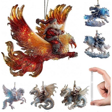 2D Santa Claus decorations, Santa Claus Flying On His Pet Holiday Decoration