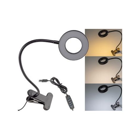 LED Klemmleuchte mit USB-Betrieb 40cm Schwanenhals, dimmbar, 55lm (1/5)