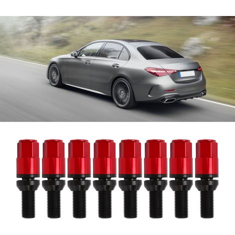 Boulon de roue conique M141,5 en acier et alliage d'aluminium, boulon de roue à siège conique, écrou de roue avec capuchon, ouverture conique de 33 mm, boulon de 28 mm compatible BMW rouge (1/5)