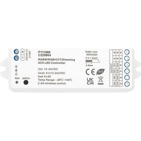 Controlador Regulador LED 12/24V DC para Tira LED Monocolor/CCT/RGB/RGBW compatible con Mando RF Monocolor / CCT / RGB / RGBW (1/5)