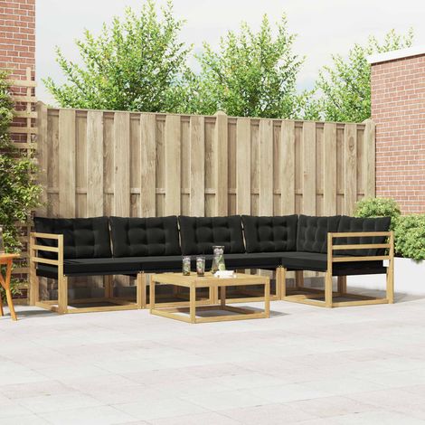 vidaXL Outdoor-Sofagarnitur 6 pcs Weiß und Schwarz 79 x 79 x 37 cm (1/5)