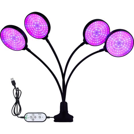 Sunlike LED-Pflanzenlampe mit blauem und rotem Licht, automatischer Ein-/Ausschaltfunktion, 4/8/12-Stunden-Timer, 5 Helligkeitsstufen, wasserdicht, Klemme, für Zimmerpflanzen, Sämlinge, Vollspektrum,  (1/4)