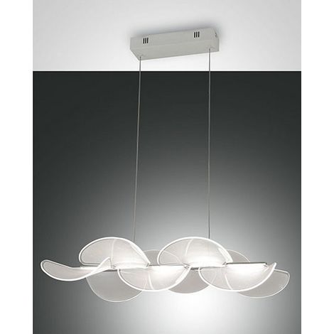 Suspension Led Blanche Sylvie 30 W En Métal Et Méthacrylate, Design Moderne, 4 000 Lumens, Lumière Chaude 3 000 K, Dimmable Avec Coupure De Phase (1/2)