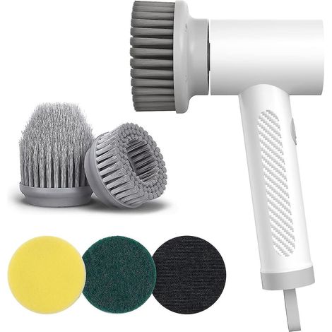 Brosse de nettoyage électrique sans fil - Brosse de douche portable rechargeable pour nettoyer tapis, toilettes, sols, vitres et écluses - Puissance (1/5)