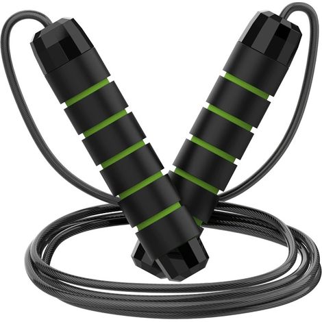 2 x 3 m Springseile - kabelloses Springseil - Trainingsspringseil - Sportspringseil - integriertes Fitnesstraining für drinnen und draußen (1 grün + 1 rot)