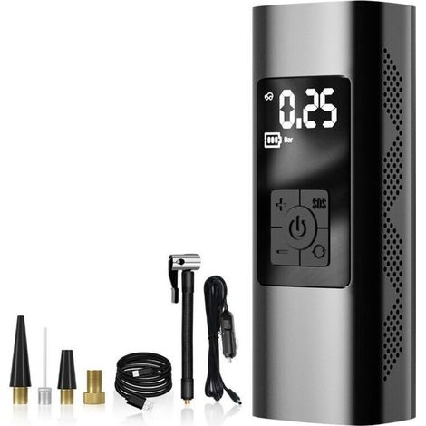 SABIR Compresseur d'air Portable, pompe à Air Rechargeable de 150 PSI pour pneus de voiture, pompe à Air de voiture, gonfleur numérique Portable sans fil pour voiture/Pompe à air sans fil (1/4)