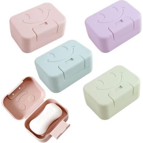 Confezione da 4 porta sapone da viaggio, porta sapone con coperchio, astuccio in plastica portatile, contenitore per sapone facile da pulire per bagno, lavandino e viaggi.