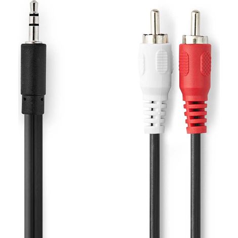 Cable de audio estereo pasador de 35 mm 2x rca hane niquel plateado 300 metros redondo negro lada