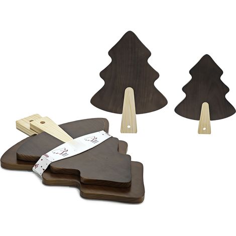 Set 2 Taglieri Natalizi in Legno di Bambù Forma Albero di Natale Tagliere Grande e Piccolo per Salumi, Formaggi, Snack – Accessori Cucina Festivi