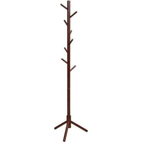 Porte-manteau, porte-manteau autoportant en bois d\'hévéa avec 8 crochets, porte-manteau réglable en haauteur, porte-manteau pour porte-manteau, pour la maison, le bureau, l\'entrée Po (1/4)