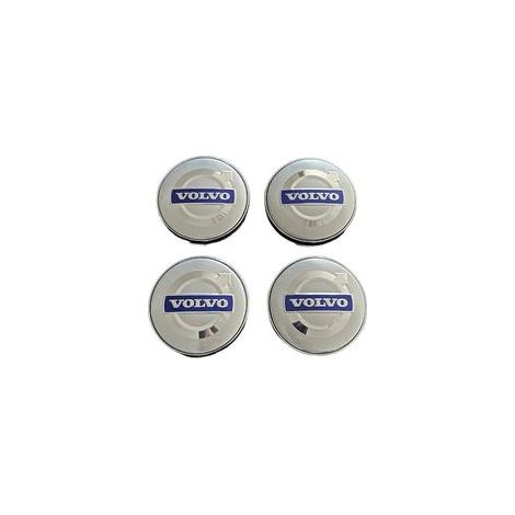 Lot de 4 enjoliveurs de roue 60 mm Volvo argentés, compatibles/de remplacement pour jantes en alliage
