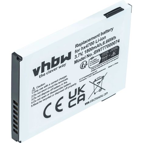 vhbw Battery compatible with HP IPAQ H48xx, HX4715, HX4000, HX4700, HX4705 Mobile Phone Smartphone PDA Notepad Tablet (1800 mAh, 3.7 V, Li-Ion) (1/4)