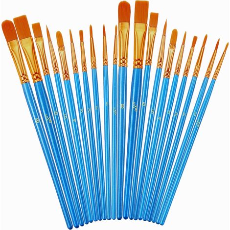 Ensemble de pinceaux (2 lots de 20) pour peinture acrylique, huile et aquarelle. Pinceaux d'artiste pour le corps, le visage, la pierre et la toile. Matériel de dessin pour enfants et adultes. (1/5)