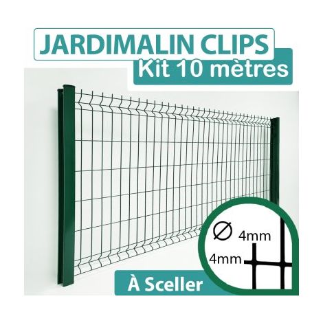 Cloture & Jardin – Kit grillage rigide vert 10m – Acier thermolaqué – Maille 200x55mm – Hauteur 1,23m – Installation facile pour parcs et jardins (1/3)