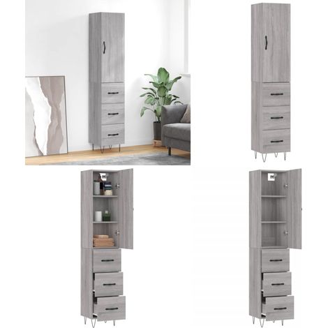 Highboard Grau Sonoma 34,5x34x180 cm Holzwerkstoff - Holzwerkstoff - Schrank (1/5)