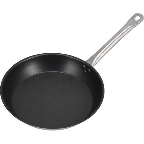 Edelstahl-Bratpfanne mit Antihaftbeschichtung, ideal zum Braten, Omeletts, Pfannkuchenbacken und mit einem Griff, 300 x 50 mm (1/5)